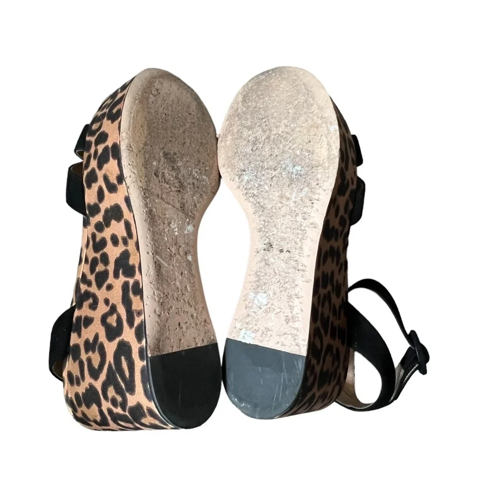 Gianvito Rossi Leopard Print Wedge Sandals Size IT 37/US 7